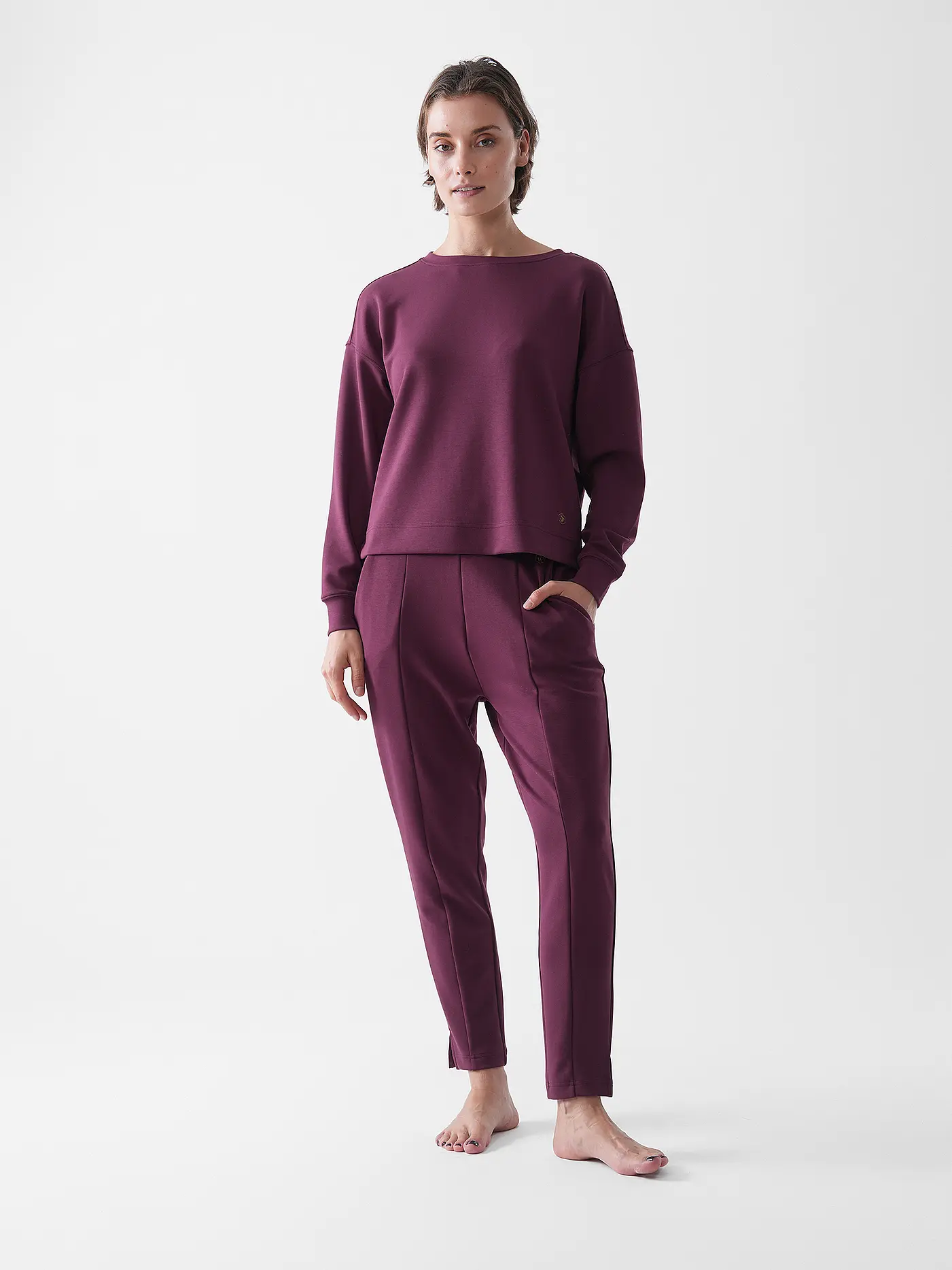 MEY | Loungewear Sweathsirt SMOOTH | dunkelrot